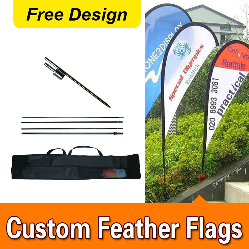 

Free Design Free Shipping Double Sided Inground Spike Teardrop Flags Banners Signs Advertising Feather Flags Pole Vertical Flag