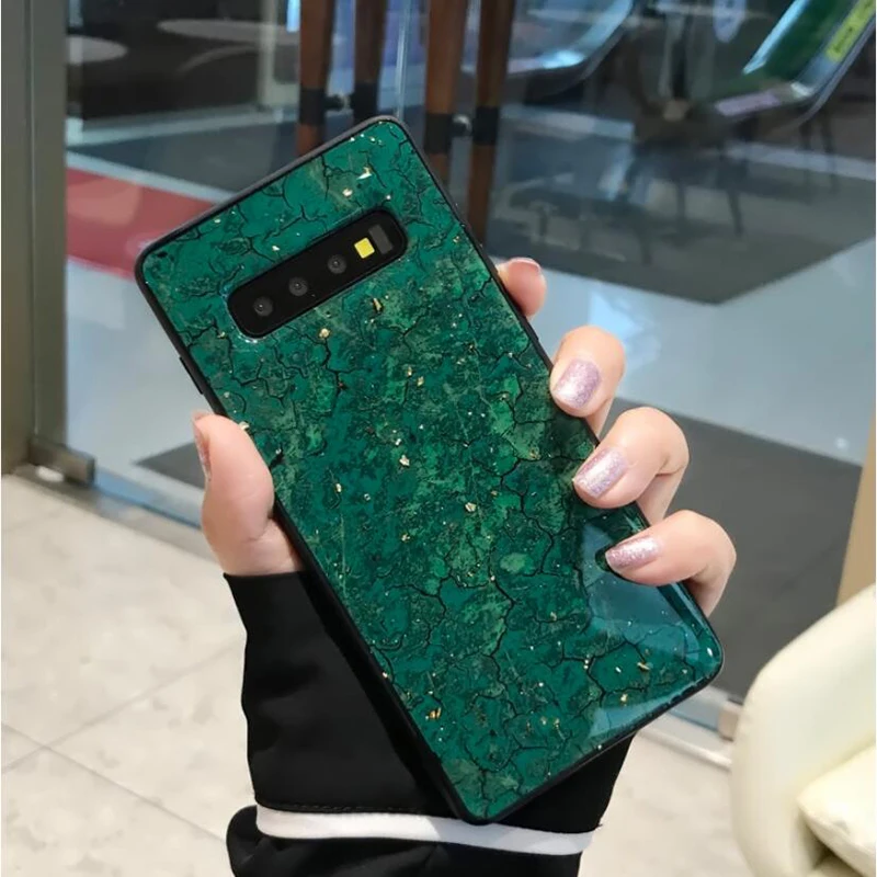 YHBBCASES модные чехлы под мрамор для Samsung Galaxy S10e S8 S9 S10 Plus Ретро блестящий золотой