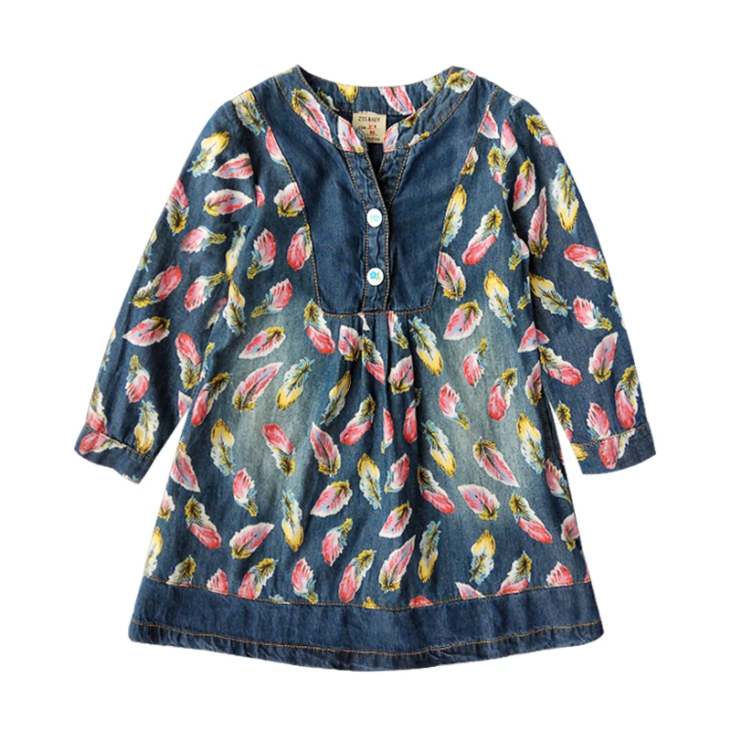 

Spring Autumn Girl Dress Long Sleeve Girls Denim Dresses Casual Denim Dress For Girls New Kid Clothes Children's Clothing 2-9 Y