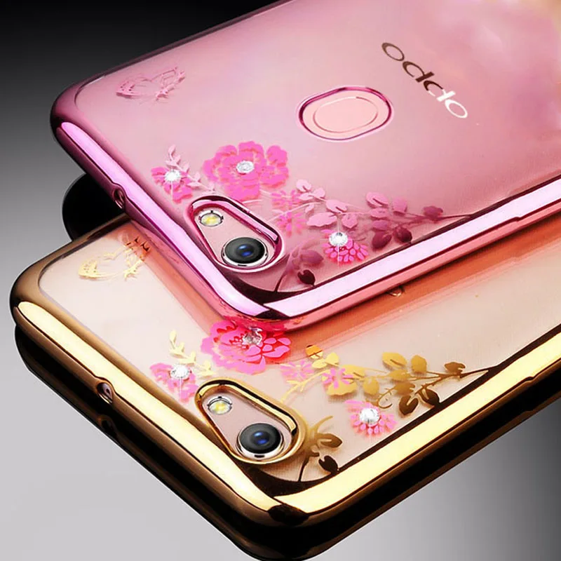 Чехол для OPPO F9 F7 F5 Youth Блестящий Цветок силиконовый Алмазный бампер чехол A59 A5 A3S R15