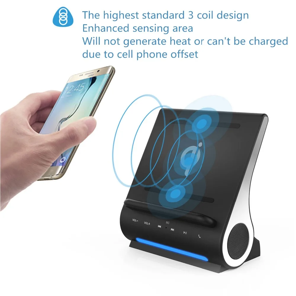 Док станция стерео Bluetooth Динамик светодио дный сабвуфер с Ци Беспроводной
