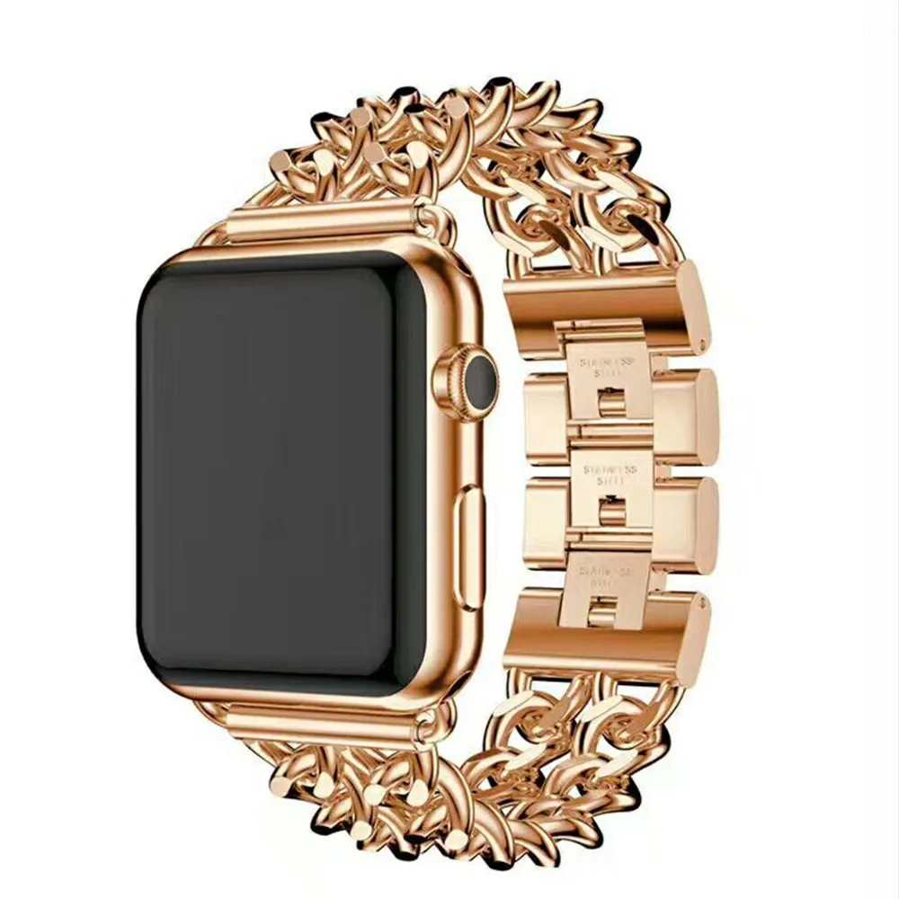 Модные ковбойские цепи браслет из нержавеющей стали для Apple Watch SE Band Series 6 5 4 3