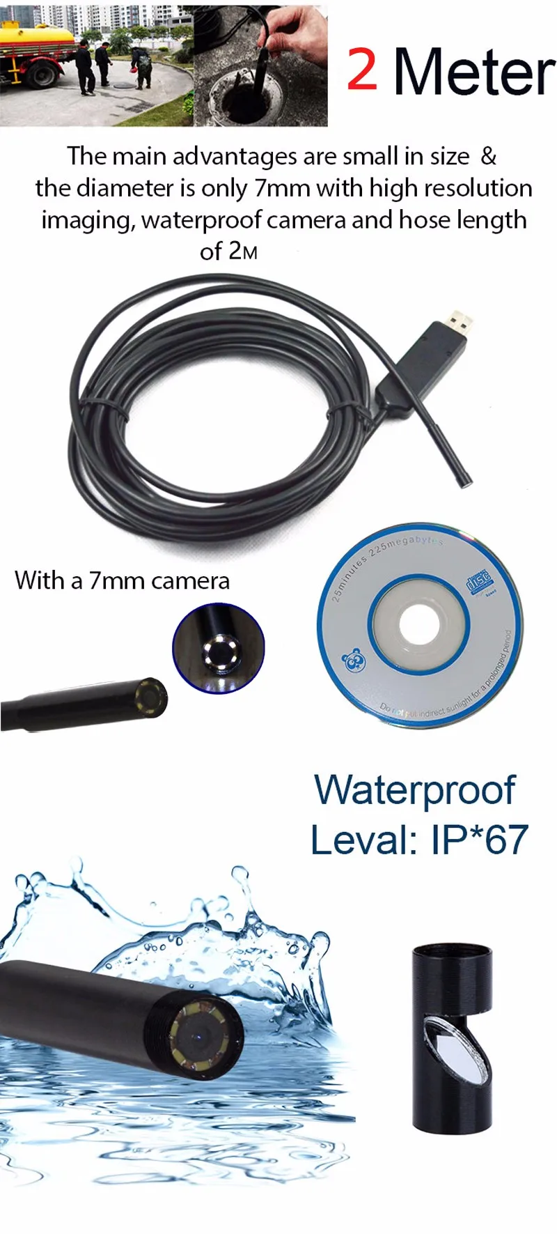 Prostormer 2в1 USB эндоскоп камера 5,5 мм PC Andriod камера водонепроницаемый объектив 6Led Змея эндоскоп камера