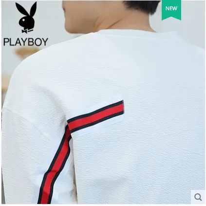 Playboy футболка с длинными рукавами Мужская Осенняя Корейская тонкая мужская футболка с круглым вырезом джемпер рубашка свитер куртка
