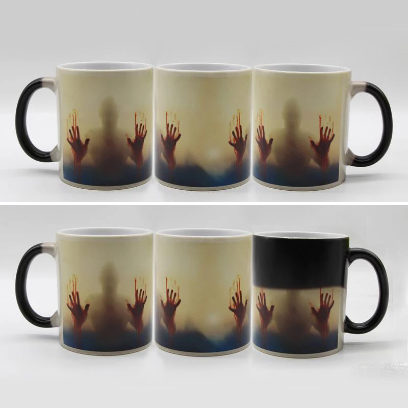 Walking Dead Color Changing Coffee Mug 350ml Bloody Hands Design Heat Sensitive Magic Mugs Gifts The Right Cup | Дом и сад
