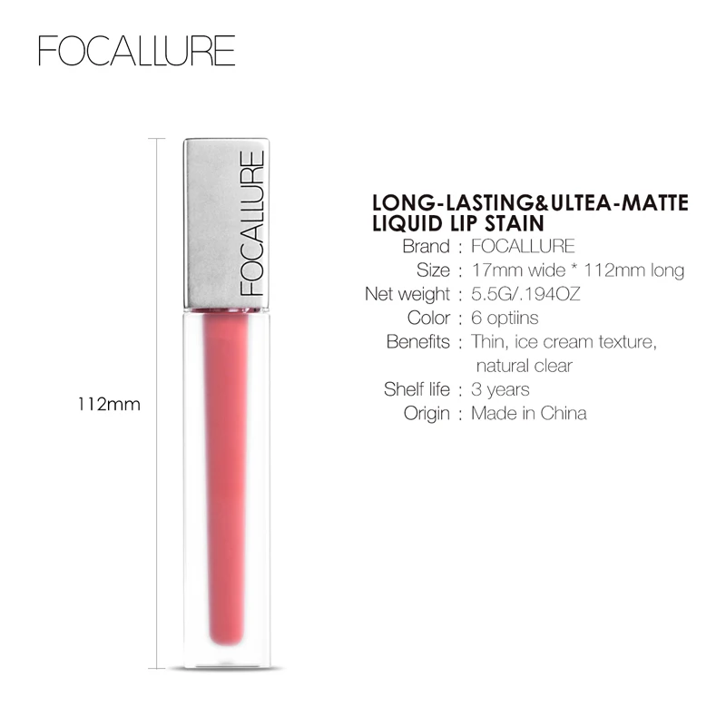 Focallure Matte блеск для губ водостойкий стойкий высококачественный красно-коричневый бархатный тинт для губ женский косметический макияж блеск для губ