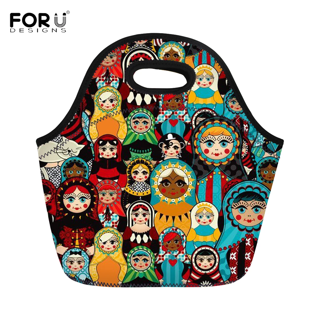 

FORUDESIGNS Women's Bag Matryoshka Doll Art Print Cooler Bag Kids Girls School Thermal Bag Large Lunch Bags for Children Gifts