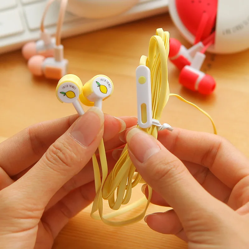 Милые наушники яркие с фруктами 3 5 мм вкладыши микрофоном для телефона Xiaomi