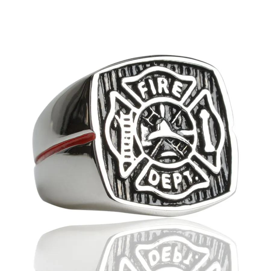 Keisha Lena Мужская пожарная Нержавеющая сталь красная линия кольцо пожарного