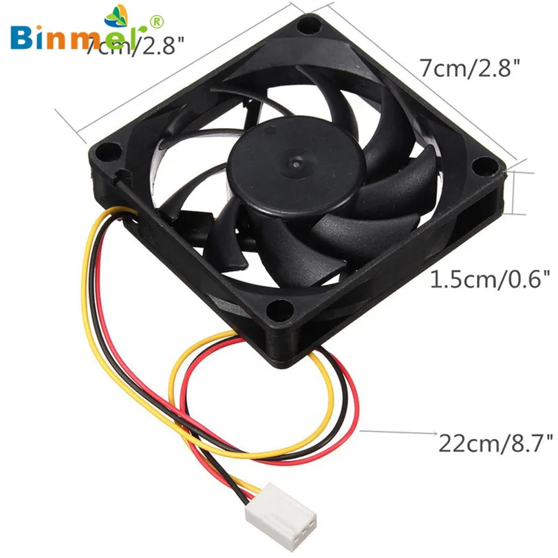 Горячая Распродажа BINMER Компьютерный Вентилятор охлаждения 3 Pin тихий 70x70x15 мм 12 в