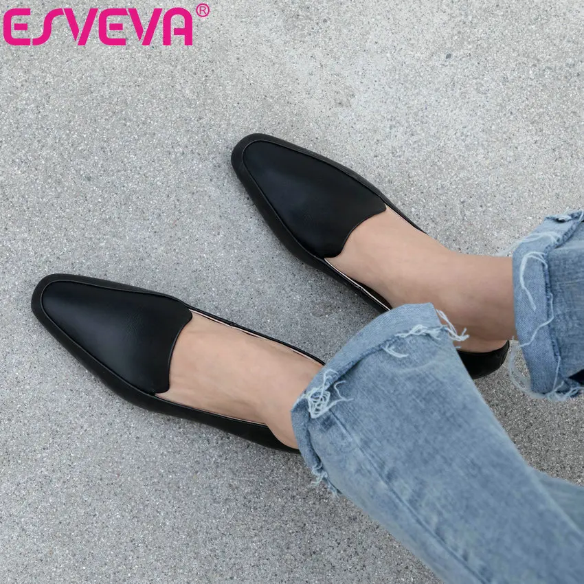 ESVEVA 2019 Women Pumps Fashion Slip on Shoes Square Heels Sandals Pointed Toe Size 34-39 | Обувь