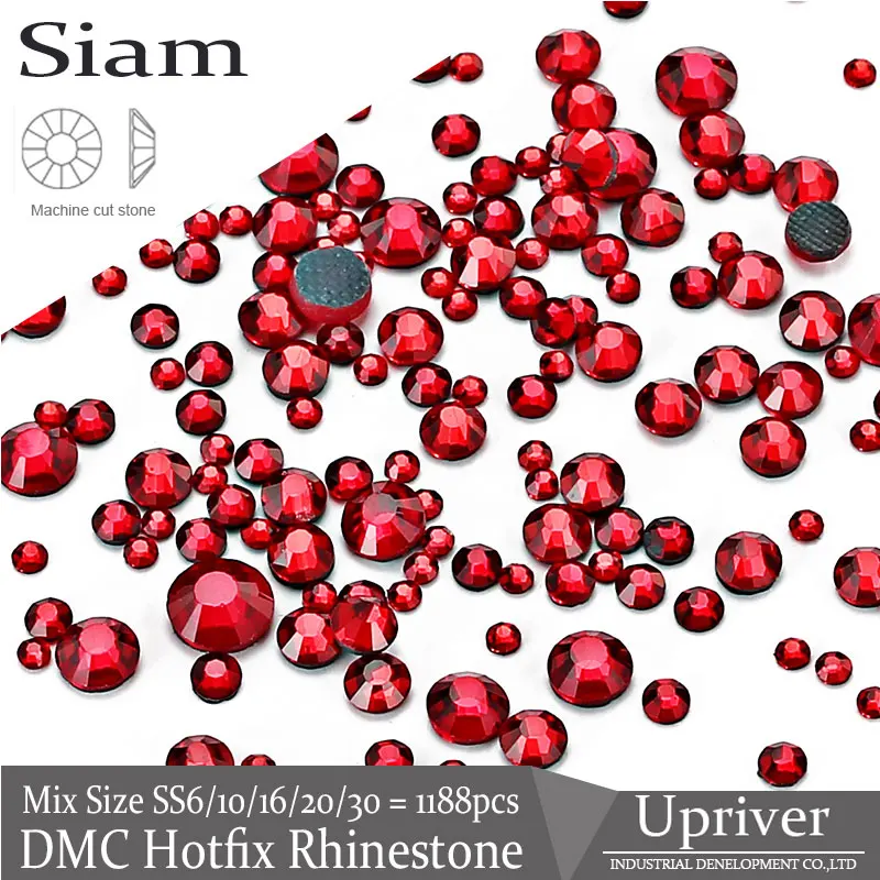 

Upriver Red Color DMC Loose Gemstones Siam Hotfix Rhinestones For Wedding Design