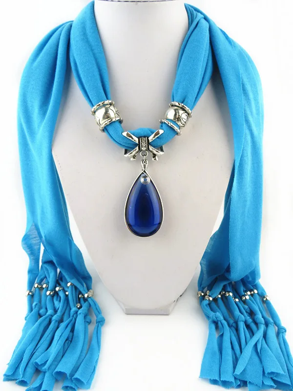 [RUNMEIFA] 2017 очаровательный голубой камень драгоценный капля воды riaindrop кулон шарф