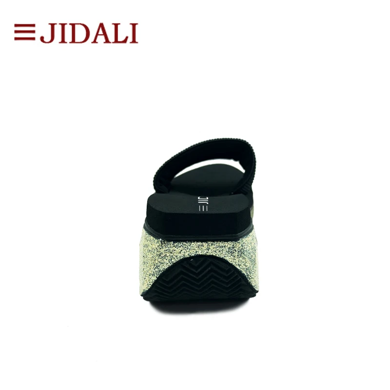 JIDALI/женские шлепанцы на платформе черные высокие золотистого цвета размеры 35-39 |