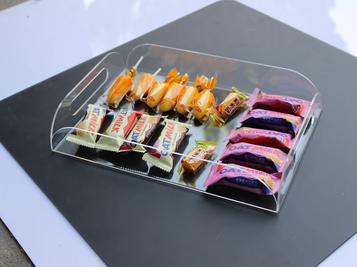 Современный прозрачный поднос для подачи еды с ручкой Lucite домашняя кухонная