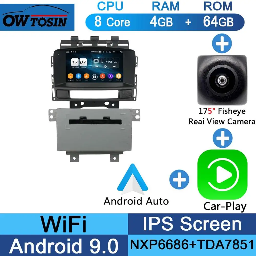 Fisheye Carplay n A " ips 1024*600 8 ядерный 4 Гб ОЗУ+ 64 Гб ПЗУ Android 9,0 автомобильный dvd-плеер для Opel Astra J 2010 2011 2012 2013 CarPlay Parrot BT Радио - Цвет: Fisheye Carplay n A