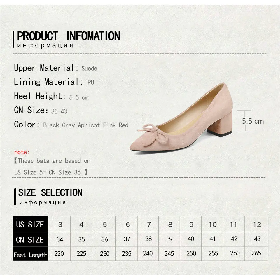 

NIKOVE 2018 Women Pumps Shoes Simple and Sweet Style Square High Heels Pointed Toe Butterfly-knot Women Shoes Size 34-43