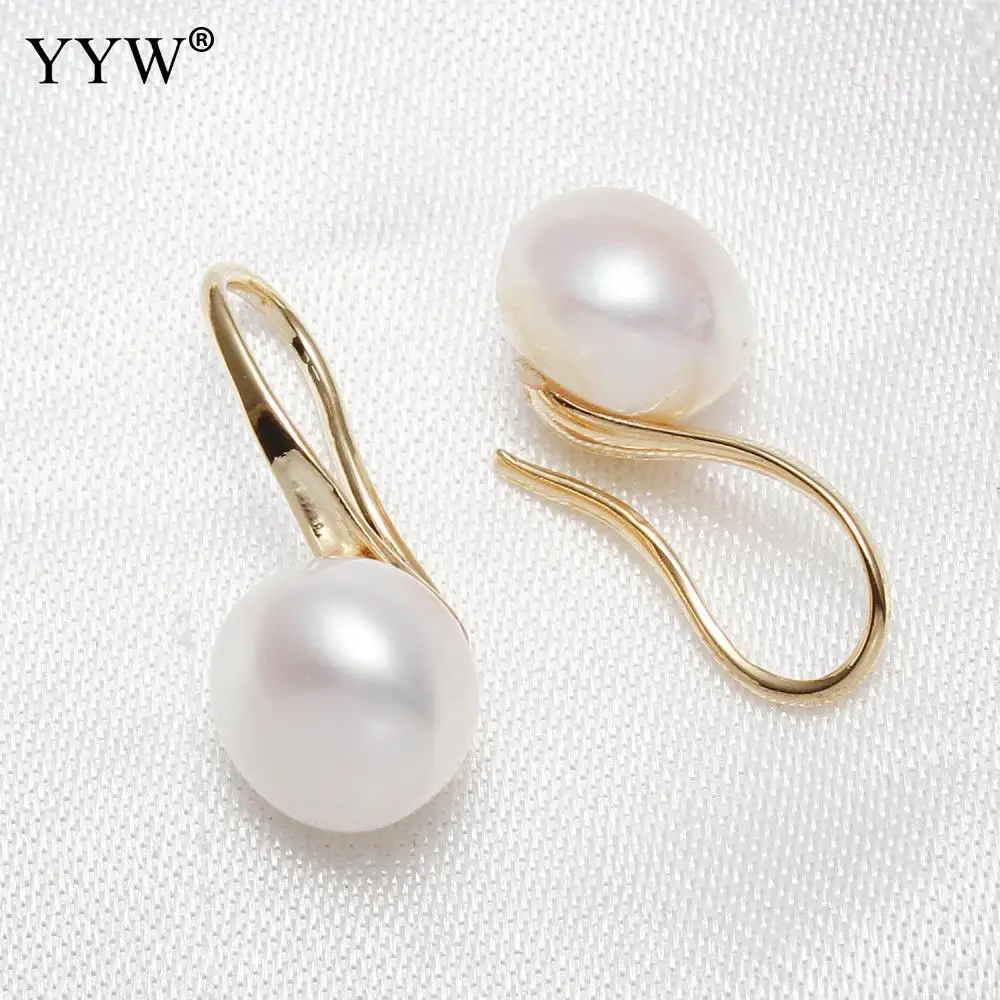 Серьги с пресноводным жемчугом латунные серьги крючок позолоченные для женщин