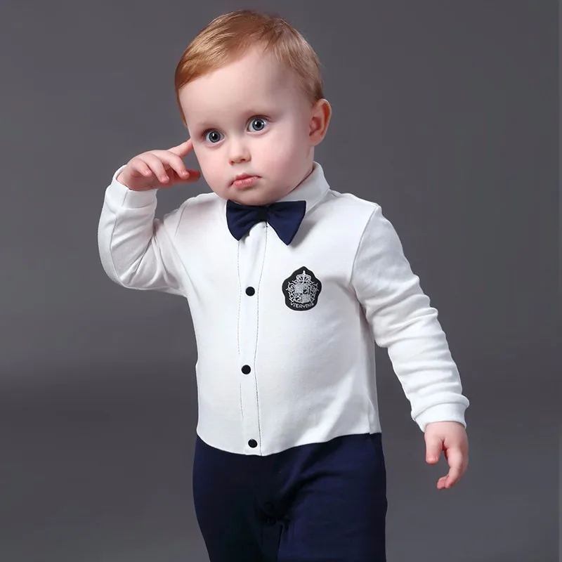 NewBorn Baby Rompers baby Clothes Cotton Boys Jumpsuit Bow Tie Long Sleeve Fashion Photograp Toddler Infant Boy Bebe romper |