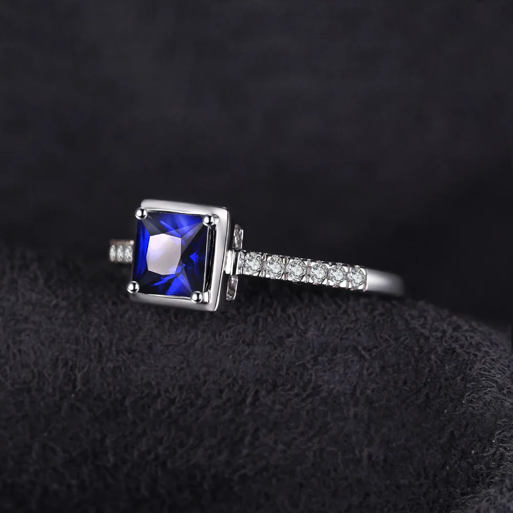 JewelryPalace квадратный 0.9ct создан синий сапфир пасьянс кольцо 925 пробы серебро