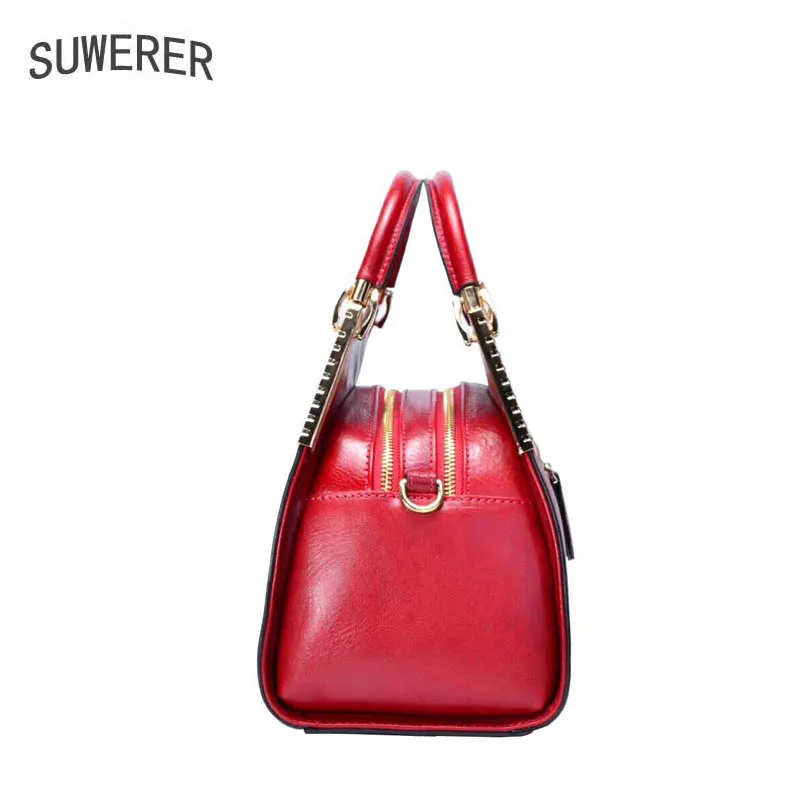 

SUWERER 2020 New women genuine leather bags fashion Handmade Embossing top cowhide luxury designer women leather handbags