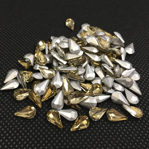 light coffee Glass Crystal Pear 5*8mm 6*10mm 8*13mm nice colors Waterdrop water drop teardrop shape Glue on rhinestone beads nailart diy trim - Цвет: light coffee