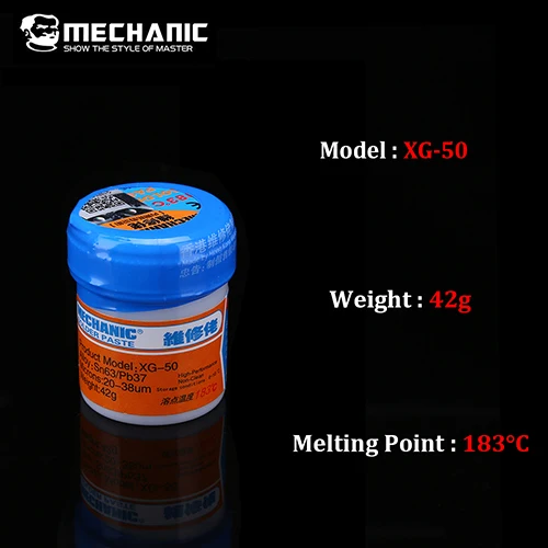XG-50 42g Механический припой флюс паста оловянный крем SMD SMT BGA инструменты Sn63/Pb37 25-45um сварочная паста Флюс для пайки - Цвет: XG-50 42g