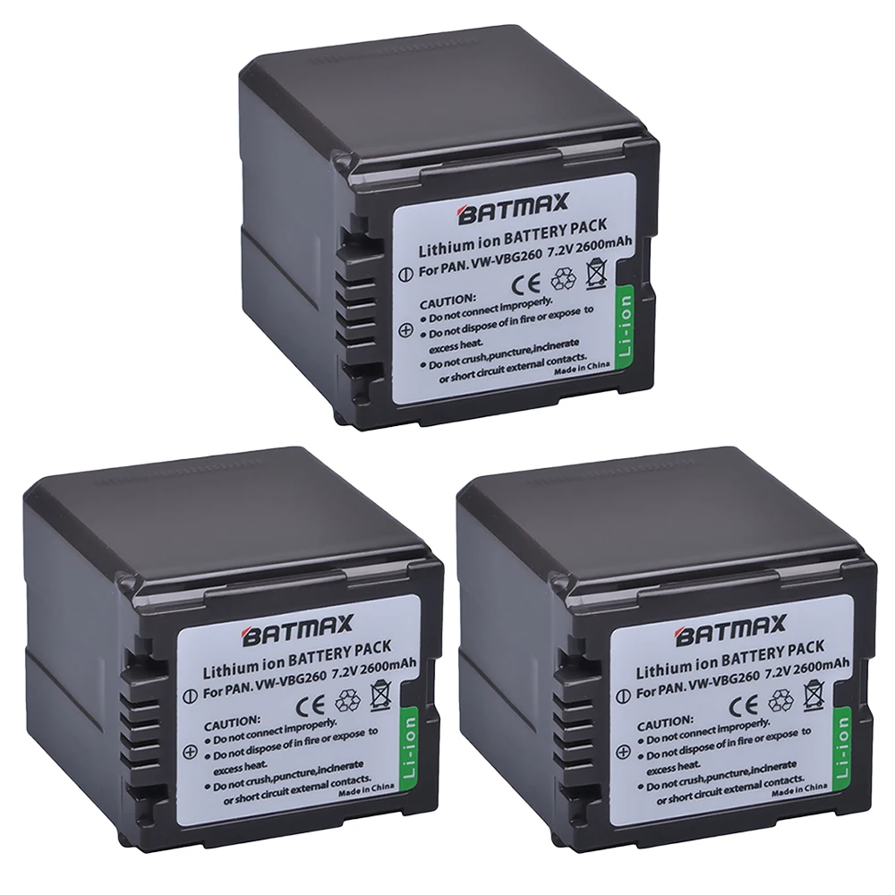 3 шт. 2600 мАч VW VBG260 VWVBG260 VBG130 батарея для камеры Panasonic AG HMC150 HMC150PJ HMC153MC HMC70 HMR10|camera battery|vw