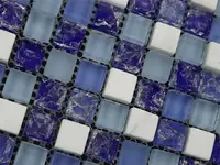 square blue crackle glass mixed white stone mosaic tiles for kitchen backsplash tile bathroom shower fireplace wall mosaic