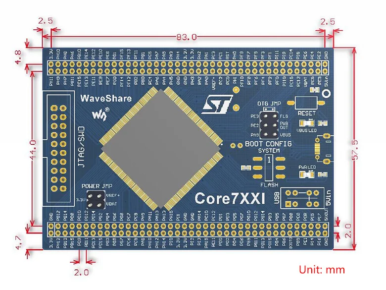 Waveshare STM32 основная плата Core746I предназначена для STM32F746IGT6 с полным IO Expander 1024kB Flash на бортовой 64M Bit SDRAM