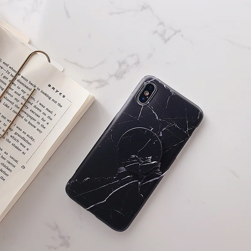 1 Чехол с мраморным кронштейном для Coque iphone 7 Чехол из мягкого ТПУ задняя крышка для iphone 6 6S 7 8 Plus iphone X XR XS MAX чехол для телефона - Цвет: 1