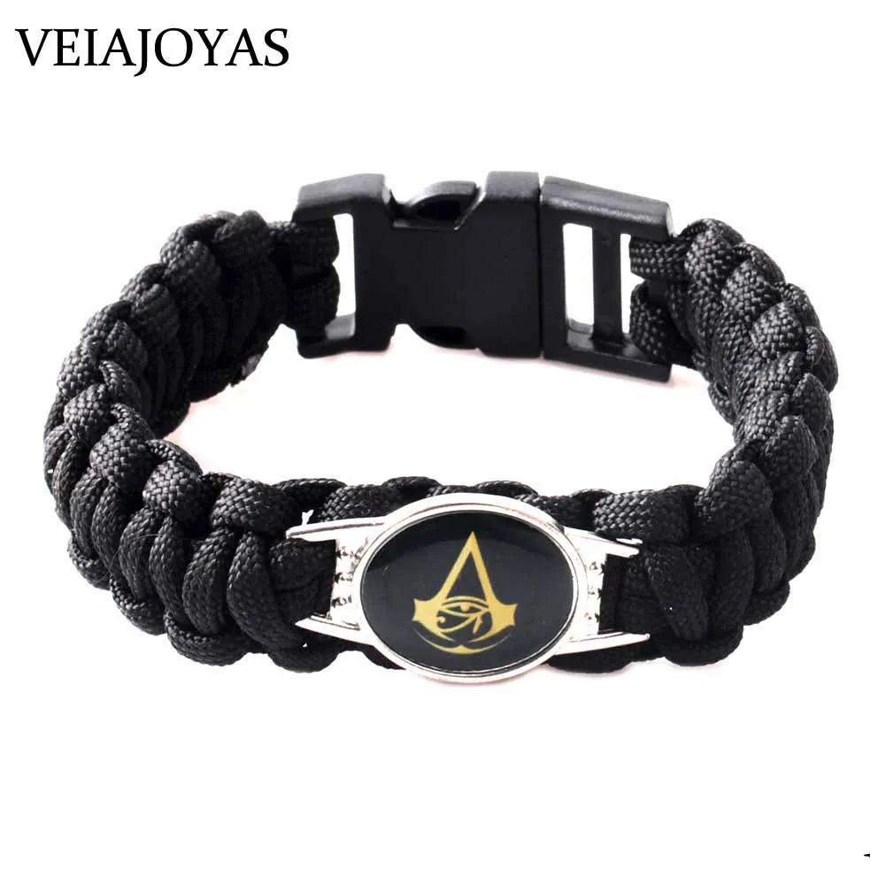 Мужские браслеты в стиле панк ручной работы плетеные черные Многослойные из