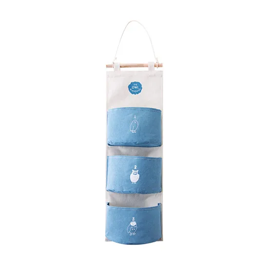 Blue 3 Pockets Nordic настенная подвесная сумка для хранения с несколькими карманами косметики для макияжа косметический Органайзер для мелочей сумка органайзер для шкафа, гардероба контейнер - Цвет: Blue 3 Pockets