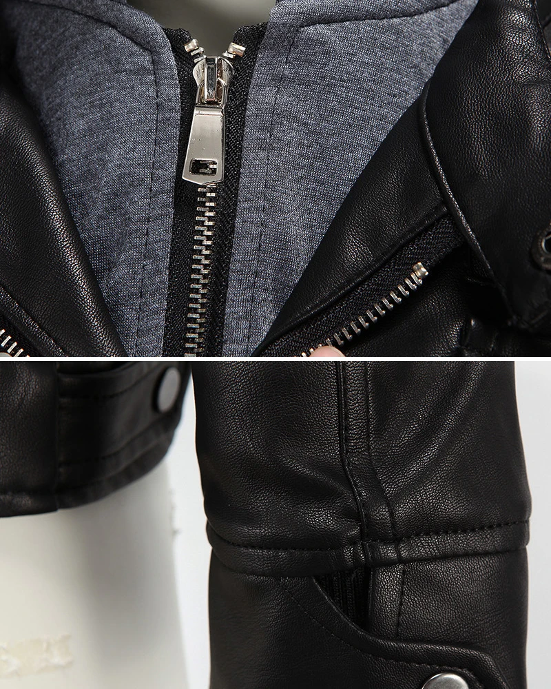 Новая модная куртка из искусственной кожи с капюшоном облегающая мотоциклетная