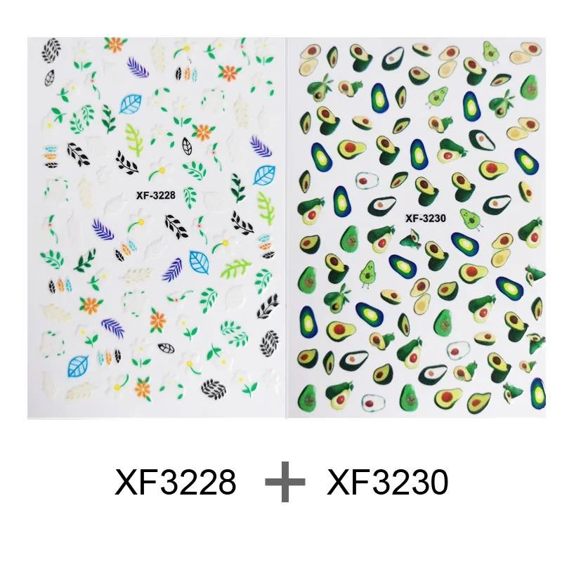 XF3228-XF3230 Addfavor, 2 шт, цветок, лист, милый стикер для ногтей, самоклеющиеся 3D наклейки для дизайна ногтей, наклейка, летнее украшение для ногтей для женщин, девочек, детей - Цвет: XF3228-XF3230