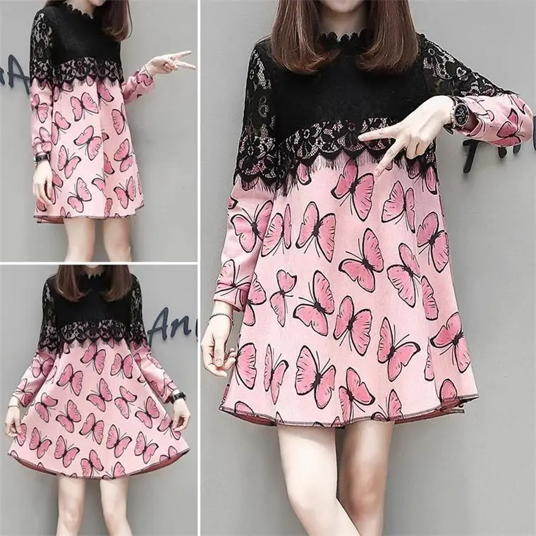 Весеннее платье для грудного вскармливания Одежда беременных с принтом