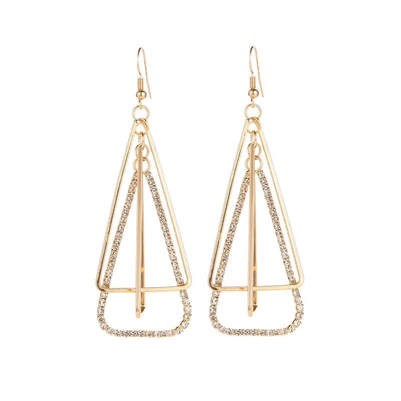 Треугольные ажурные Металлические Серьги высокого класса для Для женщин длинные