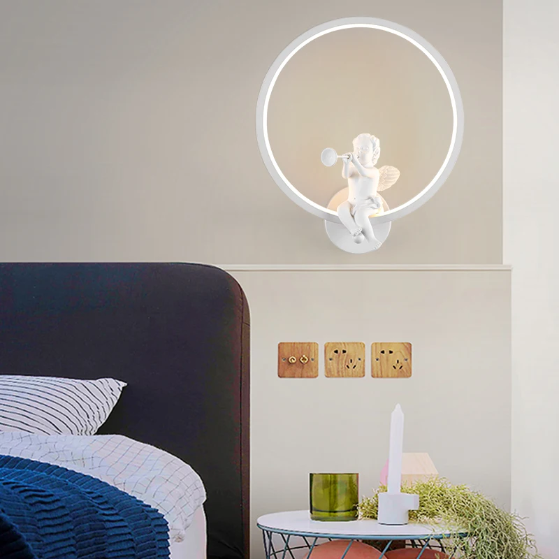 Modern Wall Lamps angel Nordic creative for living room bedroom bedside lighting bracket High-power led lustre Home Decorat