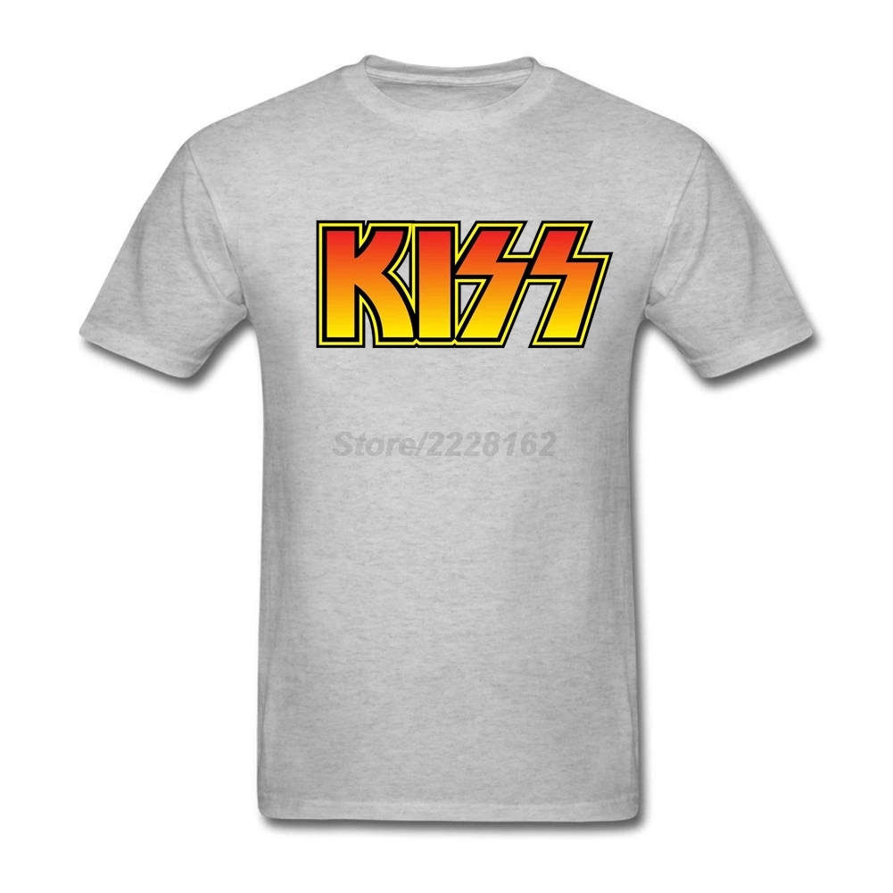Мужская футболка с логотипом Kiss rock and roll Оригинальная летняя фиолетовая тяжелой