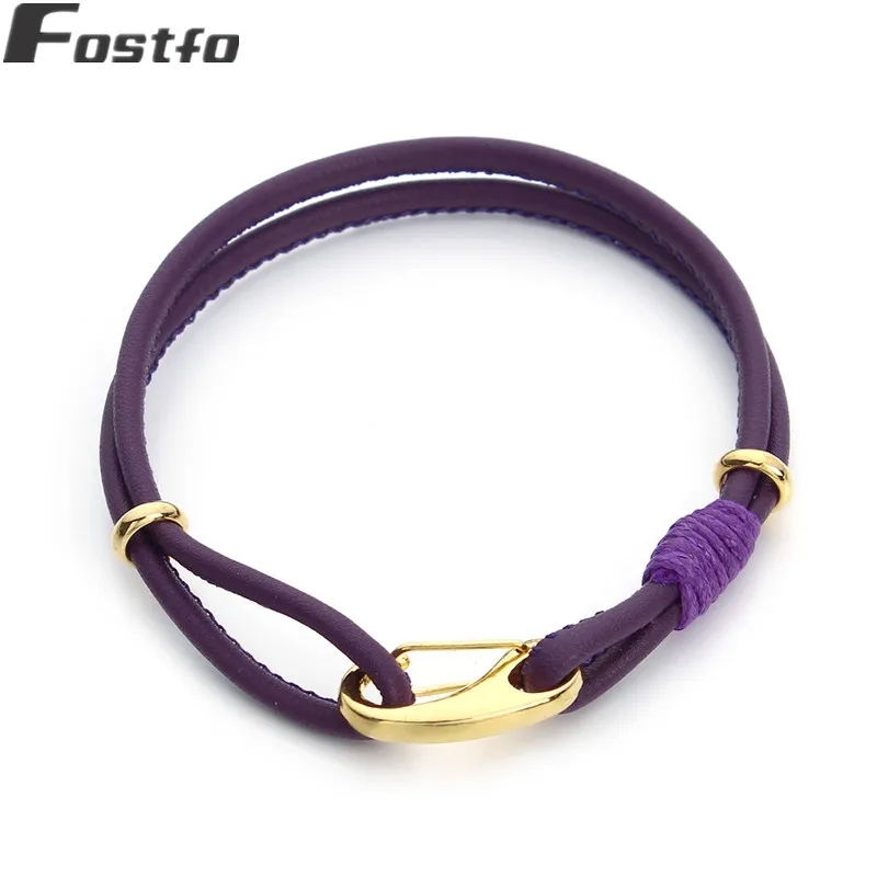 

Fostfo Fashion Leather Bracelets Multicolor Double Layer Clasp For Women Pulsera Handmade SheepSkin Leather Braided Bracelet Men