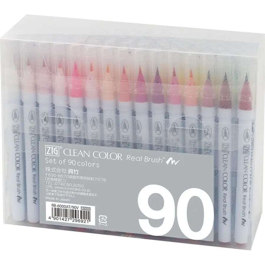 90 Colors Kuretake ZIG чистый цвет настоящий набор кистей RB-6000AT 4VA 4VB 4VC 4VD 12VA 24V 36V 48V 60V 90V - Цвет: 90 Colors