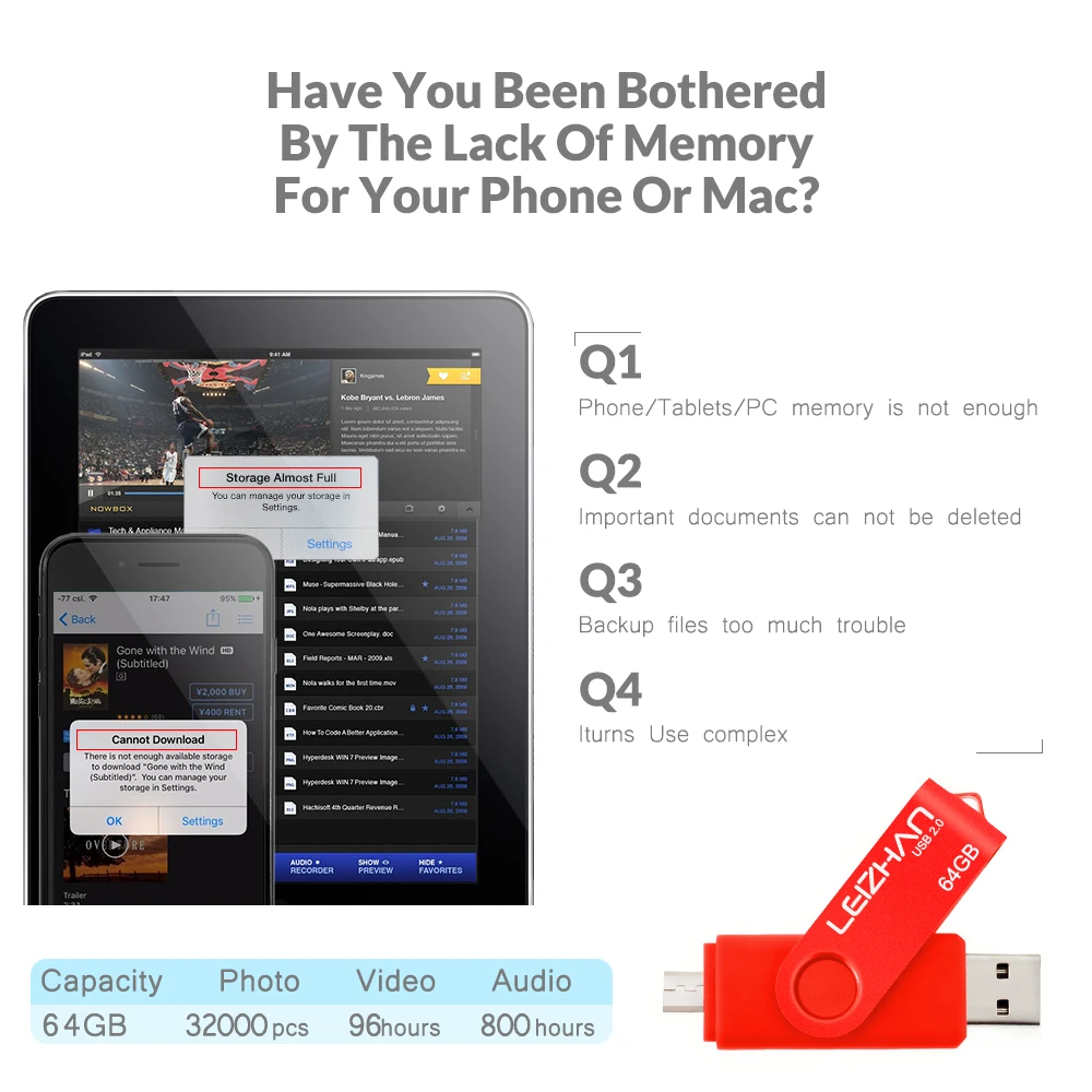 Leizhan OTG USB флэш-накопитель для Android мобильных устройств Рамочка фотографии samsung Galaxy