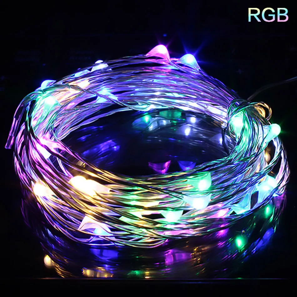 LED Медный провод свет шнура Батарея питание Светодиодные ленты для феи Рождество