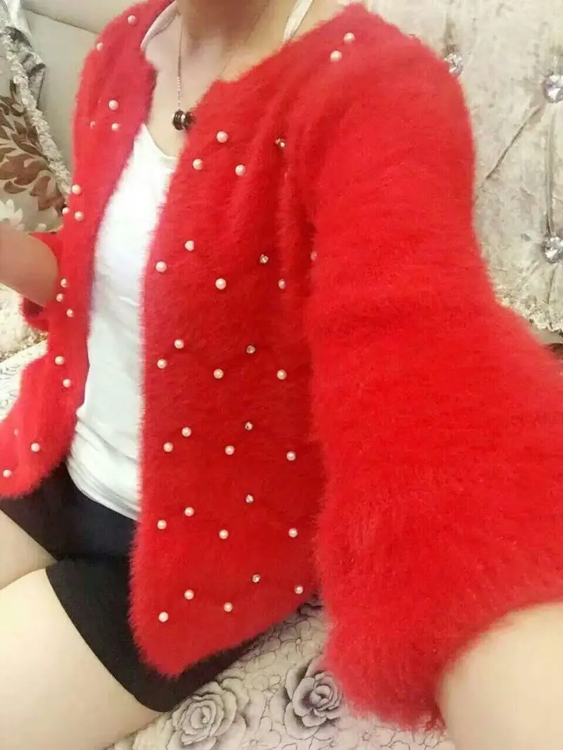 2017 Autumn spring Nail bead Sweater Cardigan feminino Female Casual Knitted Mohair Cardigans Women beautiful Sweaters Coat Knit |