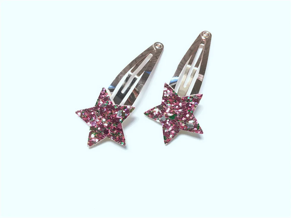 

15Sets ins Fashion Cute Glitter Star Snap Clips Solid Cartoon Barrettes Princess Headwear Boutique Hair Accessories