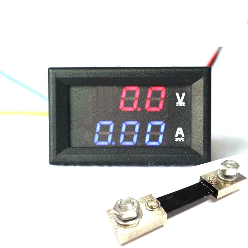 2 в 1 0 28 &quotDC 0-100V 50A/100A Красный Синий Вольтметр Амперметр детектор напряжения тока с