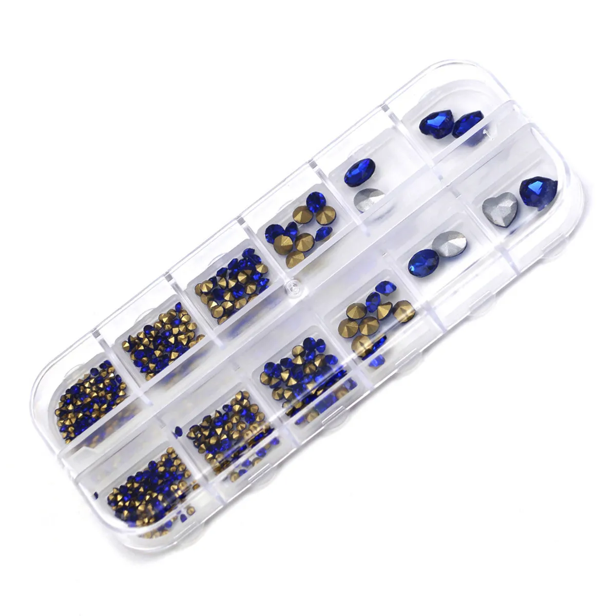 Стразы для дизайна ногтей AB синий Кристалл бриллиант острый низ смешанного