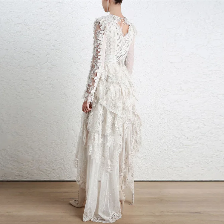 Женское кружевное платье с круглым вырезом сексуальное вышивкой вечерние платья