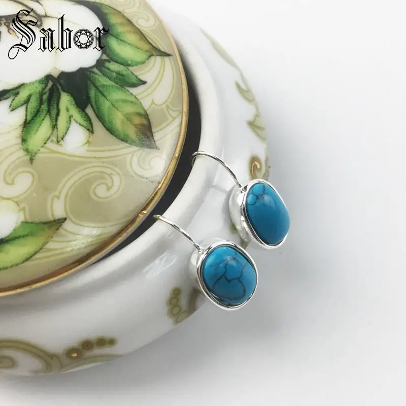 Серьги подвески с голубым овальным камнем и лебедем новинка 2020 Модная бижутерия