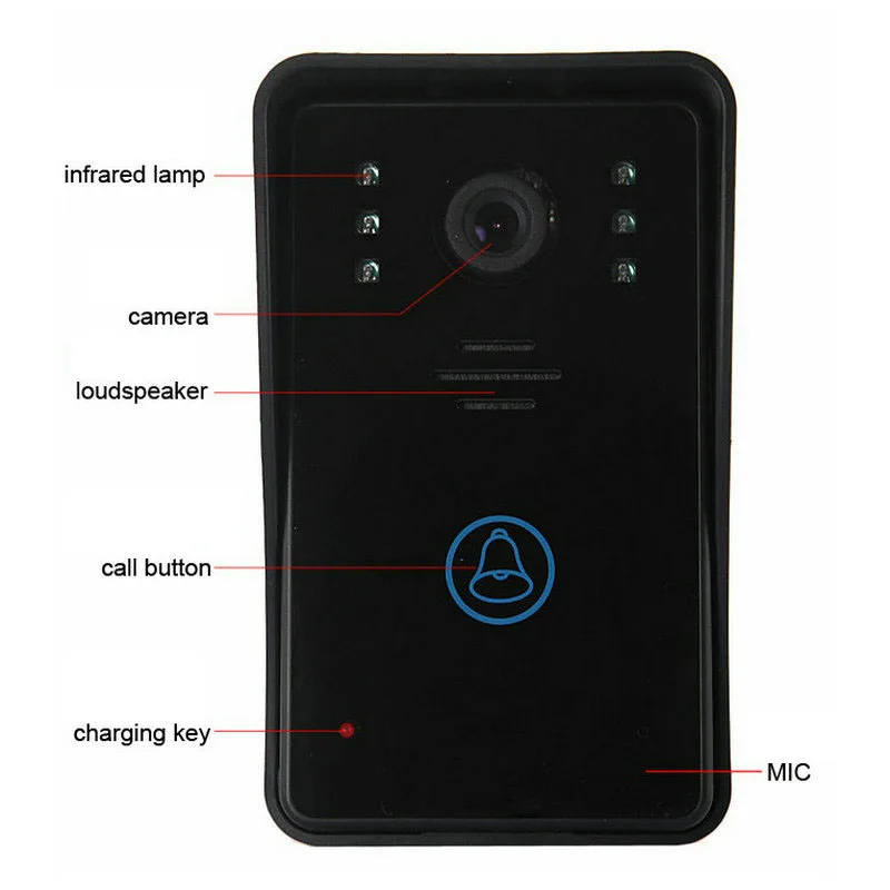 7-дюймовый проводной / беспроводной WiFi IP видеодомофон дверного звонка система входа с поддержкой удаленного разблокирования, записи и снятия снимков.